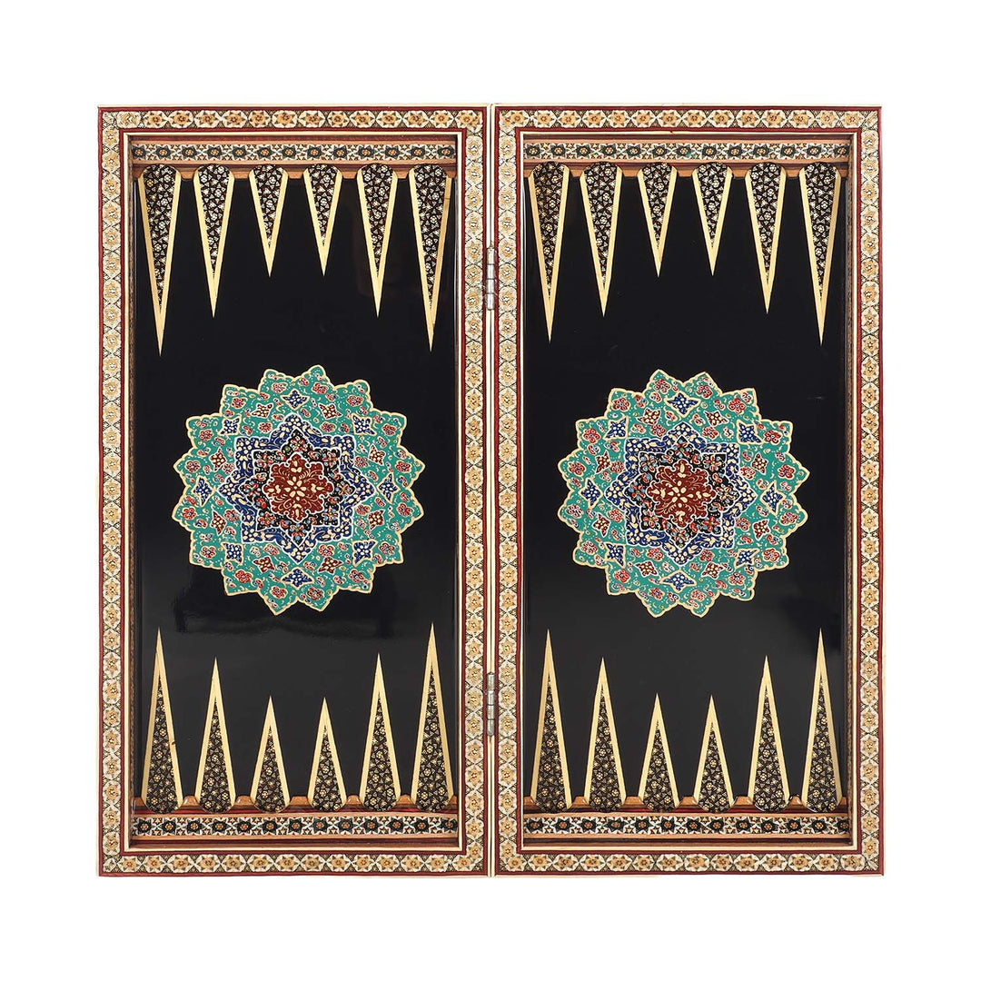 Handcrafted Hatem-Inlaid Wooden Backgammon Set with Carrying Case - WAAH222