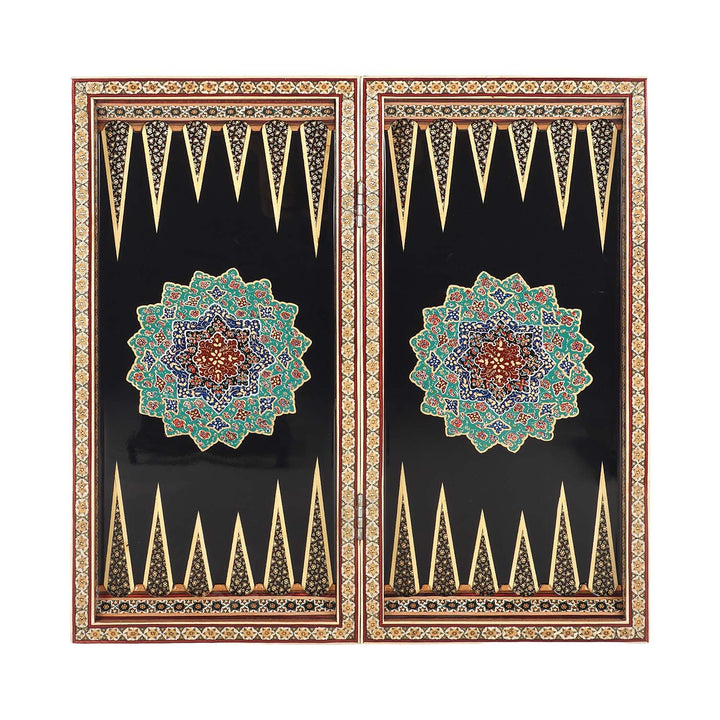 Handcrafted Hatem-Inlaid Wooden Backgammon Set with Carrying Case - WAAH222