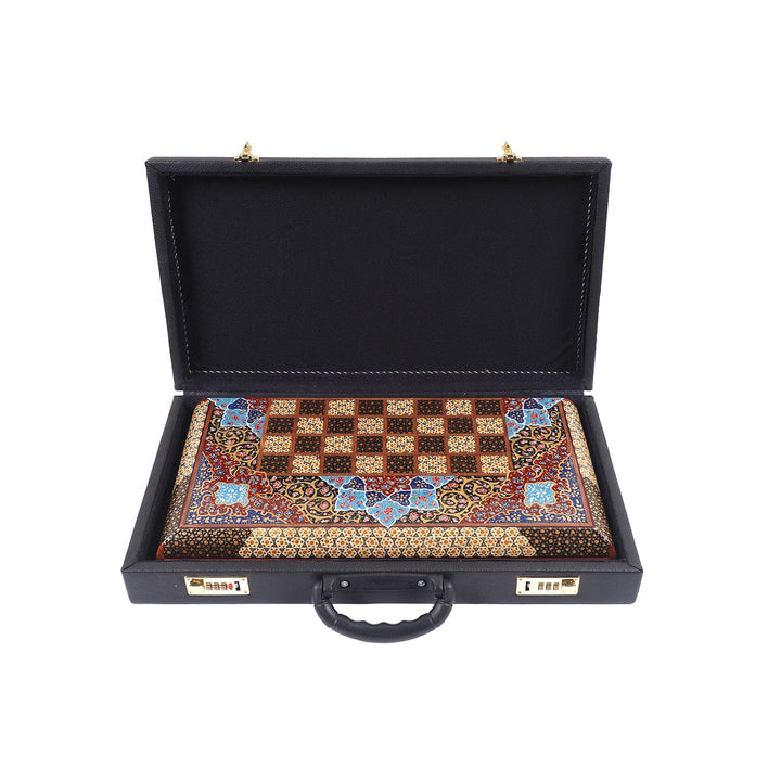 Handcrafted Hatem-Inlaid Wooden Backgammon Set with Carrying Case - WAAH224