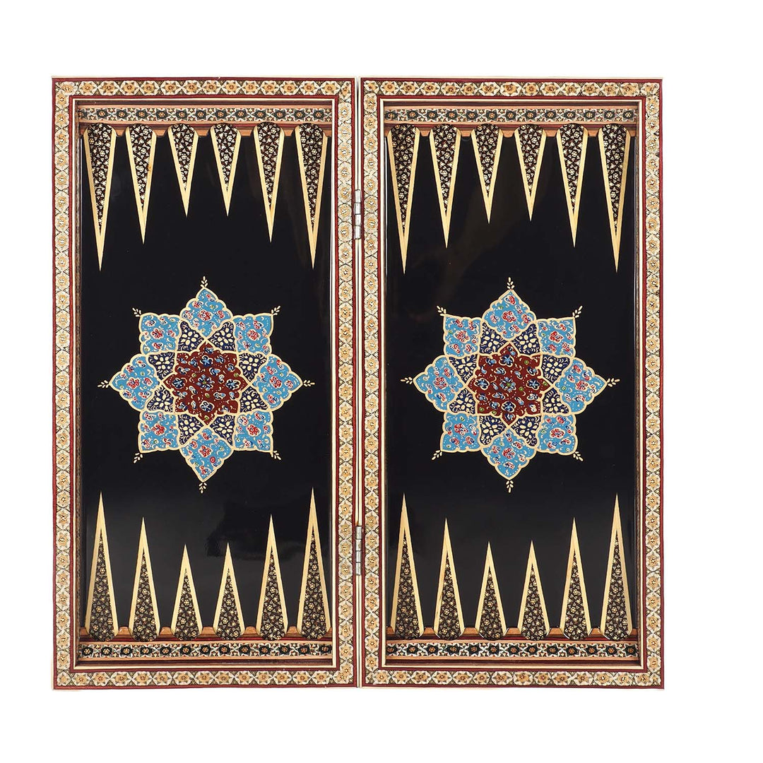 Handcrafted Hatem-Inlaid Wooden Backgammon Set with Carrying Case - WAAH224