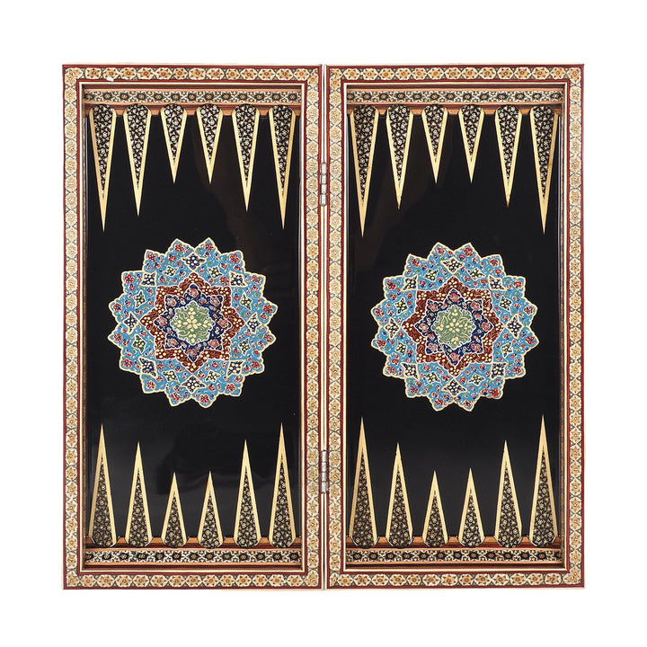 Handcrafted Hatem-Inlaid Wooden Backgammon Set with Carrying Case - WAAH225