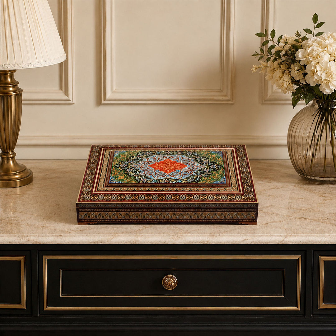 Handcrafted Hatem-Inlaid Wooden Box - WAAH230