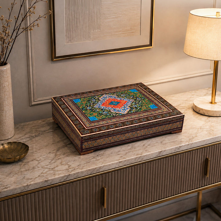 Handcrafted Hatem-Inlaid Wooden Box - WAAH231