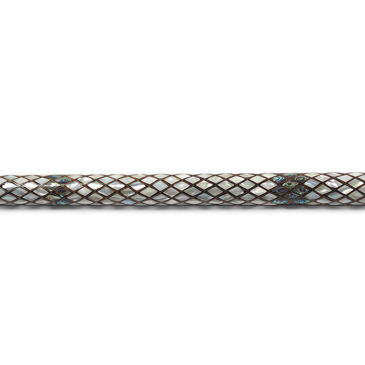 Handcrafted Walnut Wood Cane with Mother-of-Pearl and Brass Wire Inlay, Spherical Handle - WAAH233
