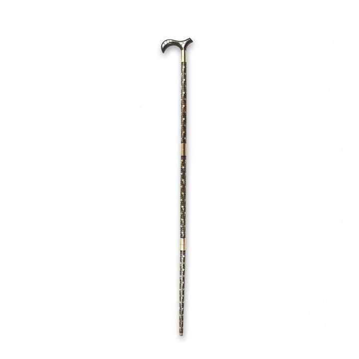 Handcrafted Wooden Walking Cane with Mother-of-Pearl and Copper Wire Inlay, Spherical Handle - WAAH238