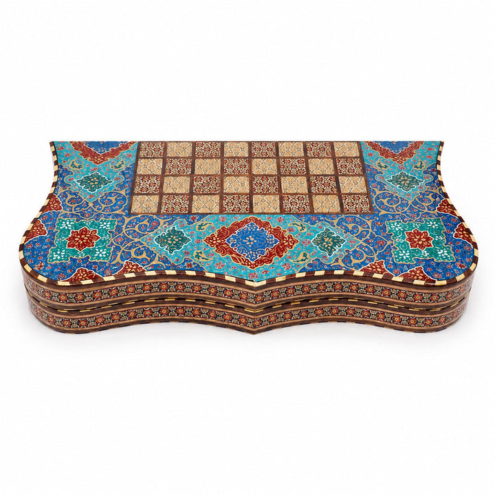 Handcrafted Hatem-Inlaid Wooden Backgammon Set with Carrying Case - WAAH241