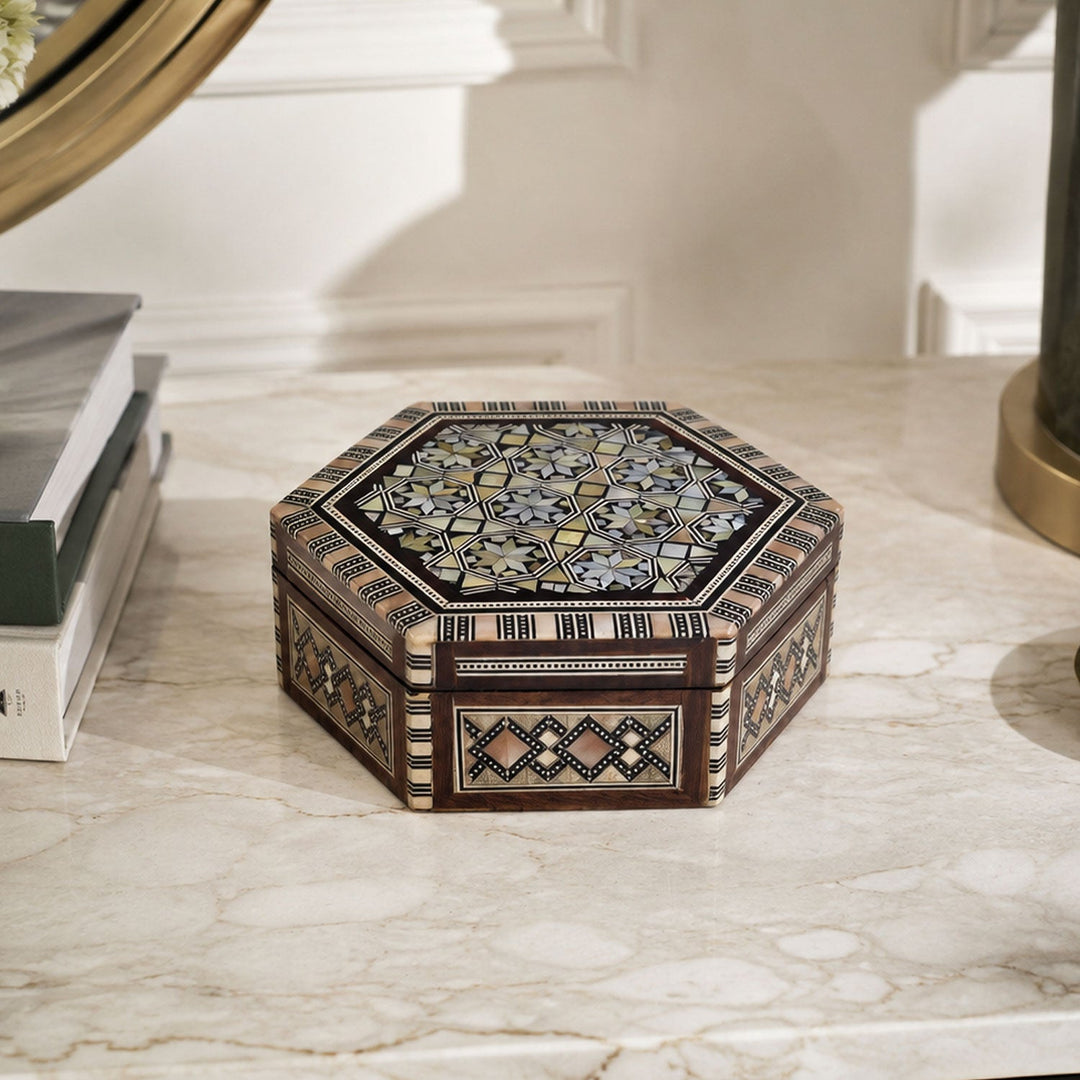 Handcrafted Mother-of-Pearl Inlaid Wooden Box - WAAH242