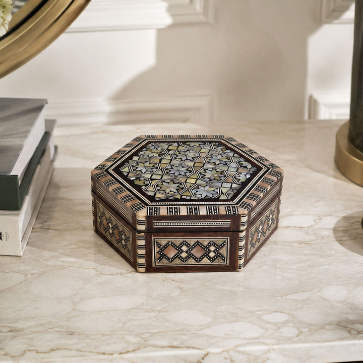 Handcrafted Mother-of-Pearl Inlaid Wooden Box - WAAH242