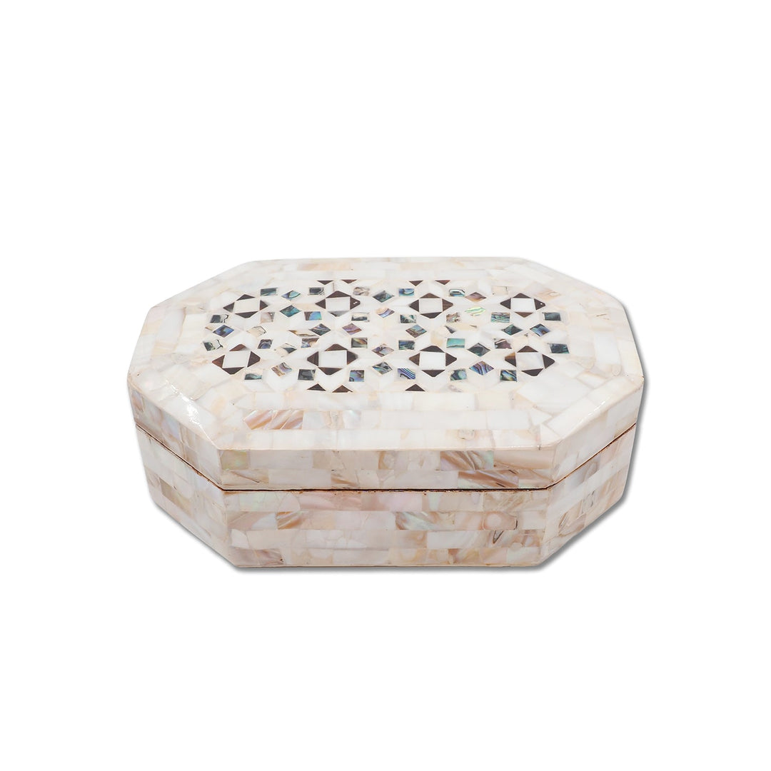 Handcrafted  Mother-of-Pearl Mosaic and Abalone Inlaid Wooden Box - WAAH247