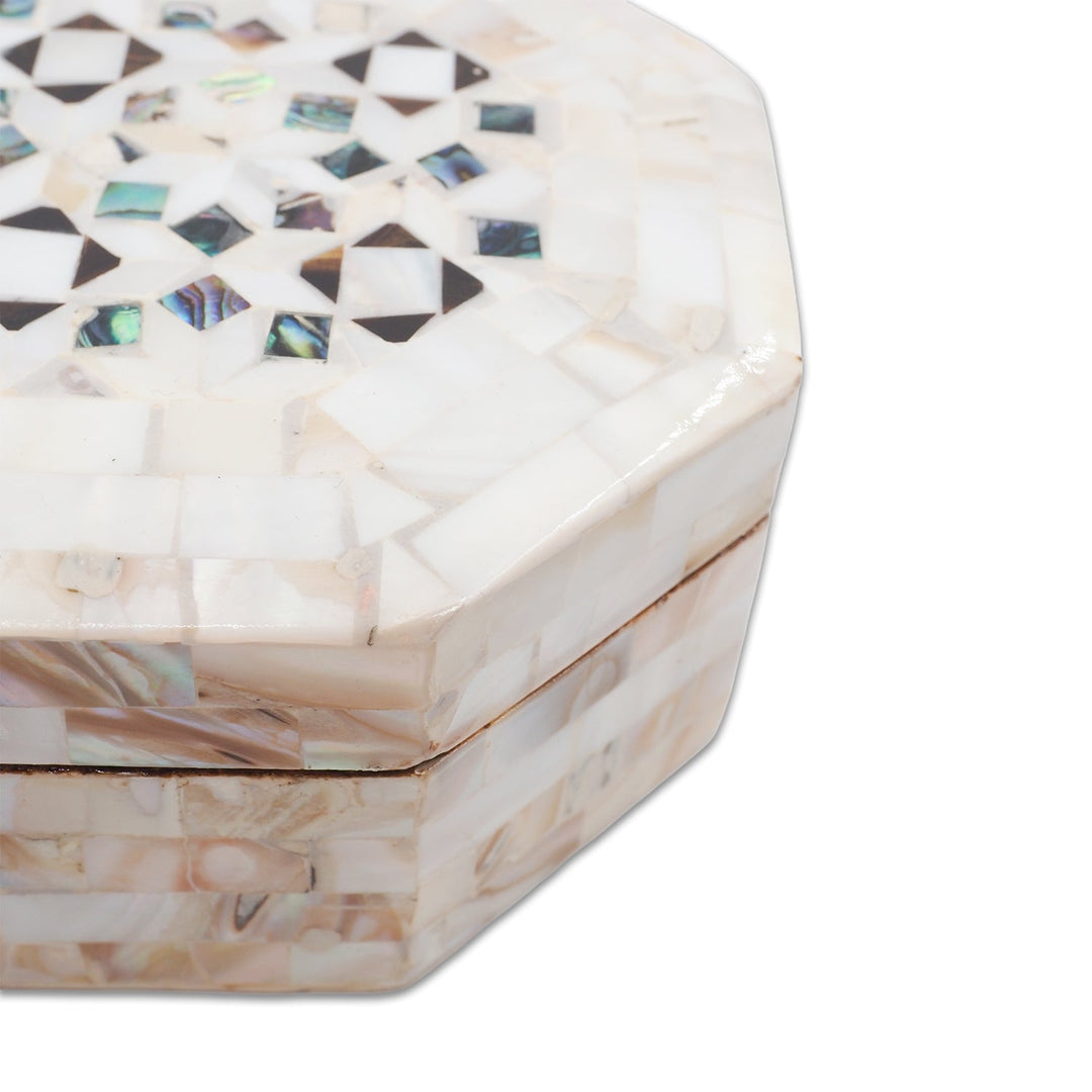 Handcrafted  Mother-of-Pearl Mosaic and Abalone Inlaid Wooden Box - WAAH247
