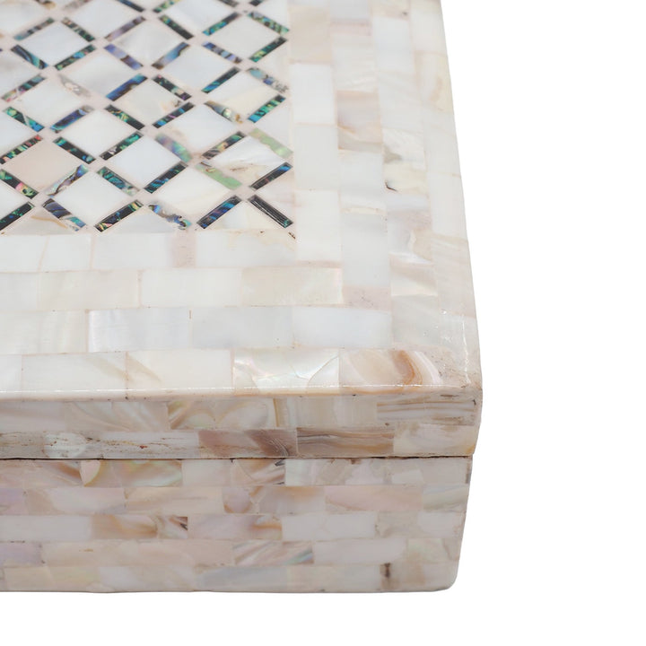 Handcrafted  Mother-of-Pearl Mosaic and Abalone Inlaid Wooden Box - WAAH248