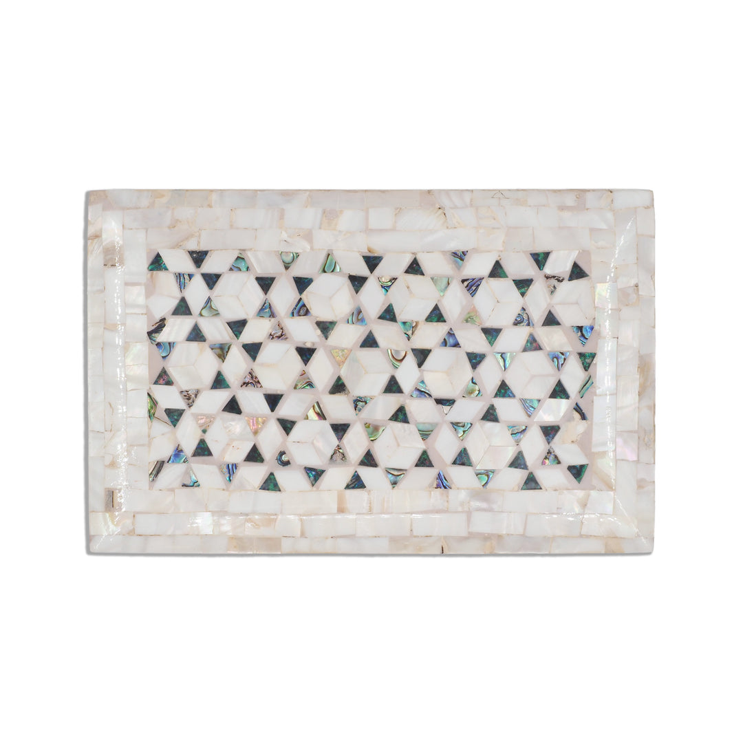 Handcrafted  Mother-of-Pearl Mosaic and Abalone Inlaid Wooden Box - WAAH249