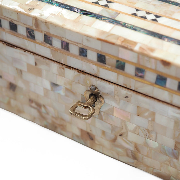 Handcrafted  Mother-of-Pearl Mosaic and Abalone Inlaid Wooden Box - WAAH250