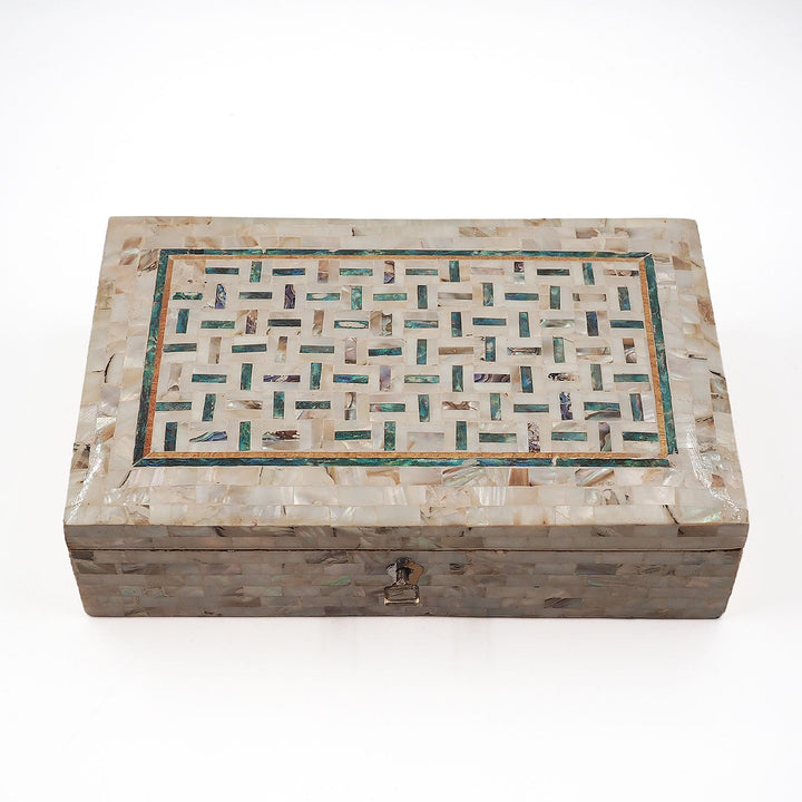 Handcrafted  Mother-of-Pearl Mosaic and Abalone Inlaid Wooden Box - WAAH252