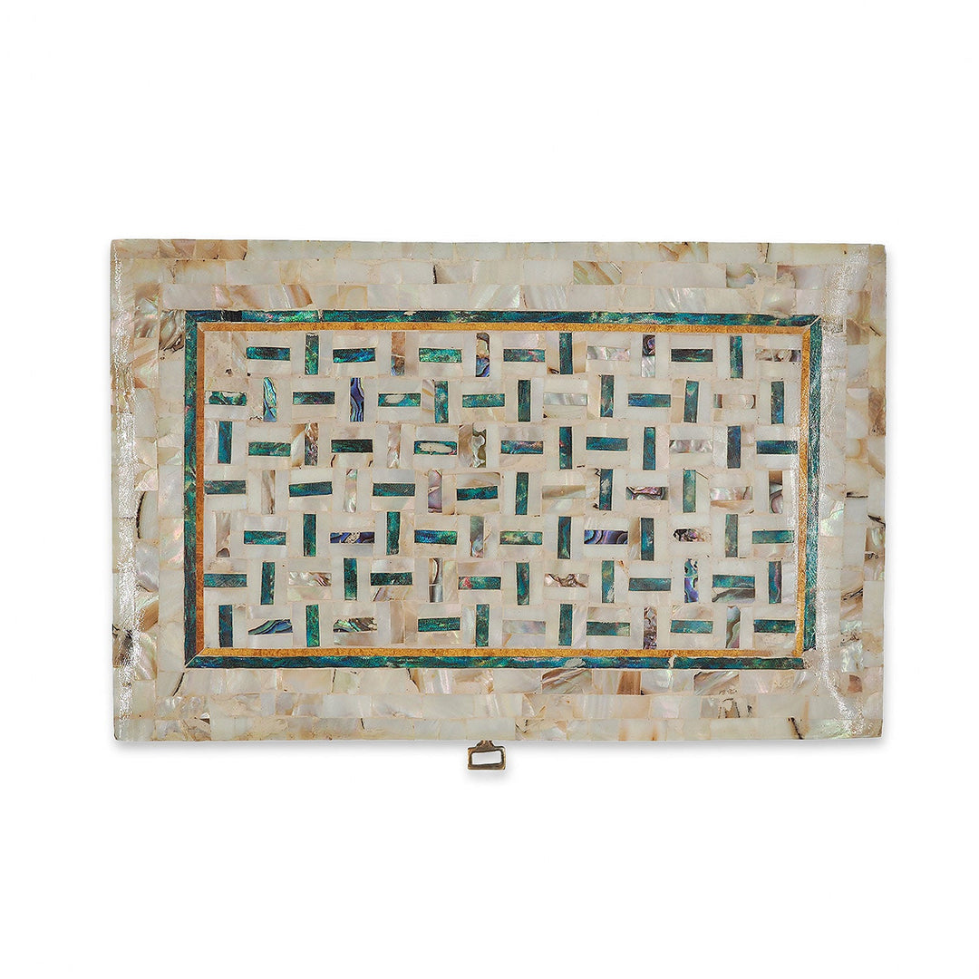 Handcrafted  Mother-of-Pearl Mosaic and Abalone Inlaid Wooden Box - WAAH252