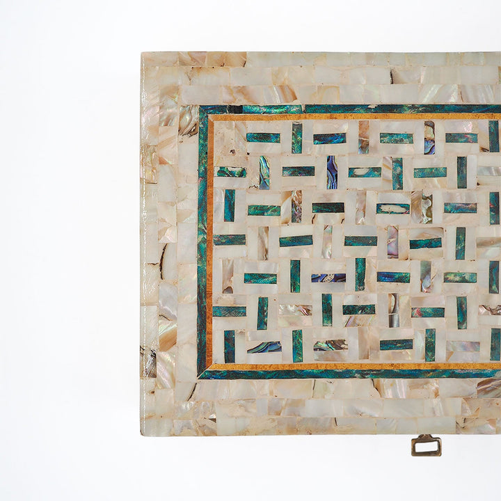 Handcrafted  Mother-of-Pearl Mosaic and Abalone Inlaid Wooden Box - WAAH252