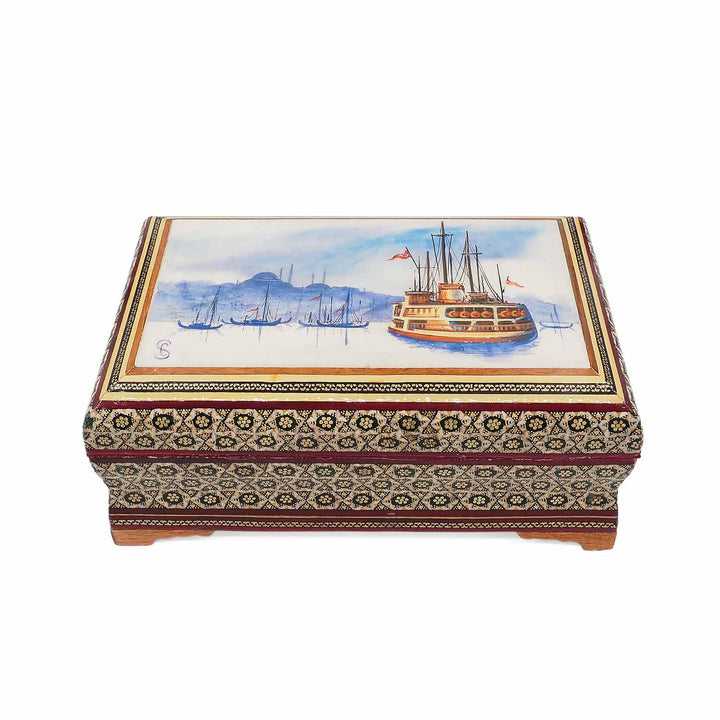 Handcrafted Hatem-Inlaid Wooden Box - WAAH259