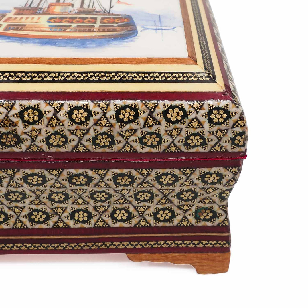 Handcrafted Hatem-Inlaid Wooden Box - WAAH259
