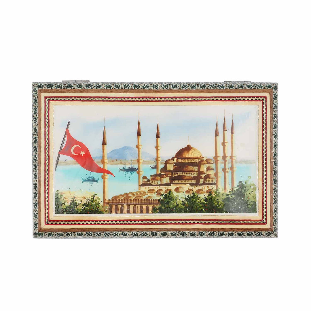 Handcrafted Hatem-Inlaid Wooden Box - WAAH260