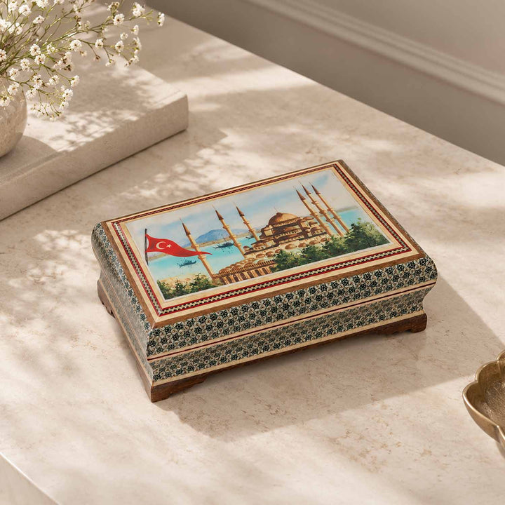 Handcrafted Hatem-Inlaid Wooden Box - WAAH260