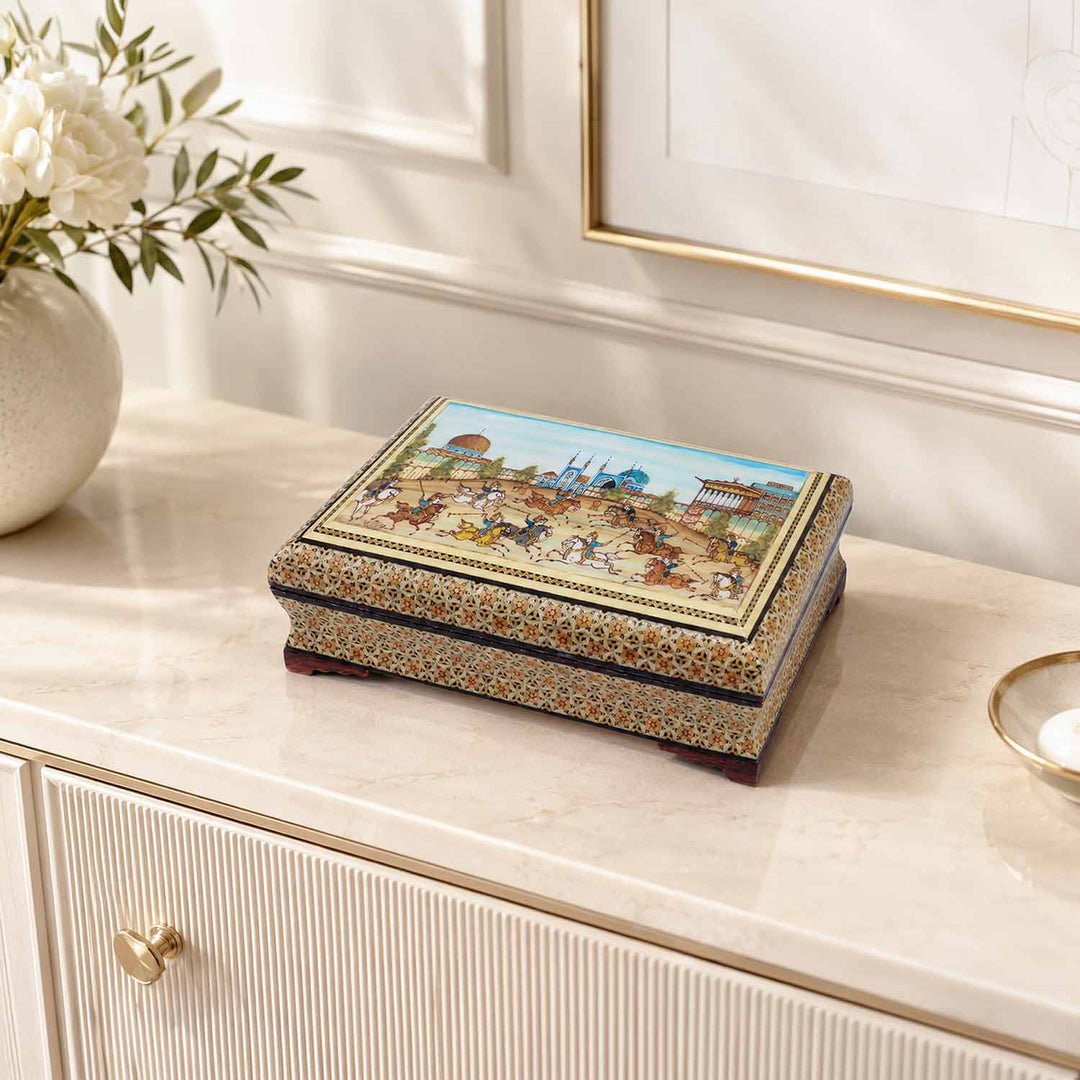 Handcrafted Hatem-Inlaid Wooden Box - WAAH261