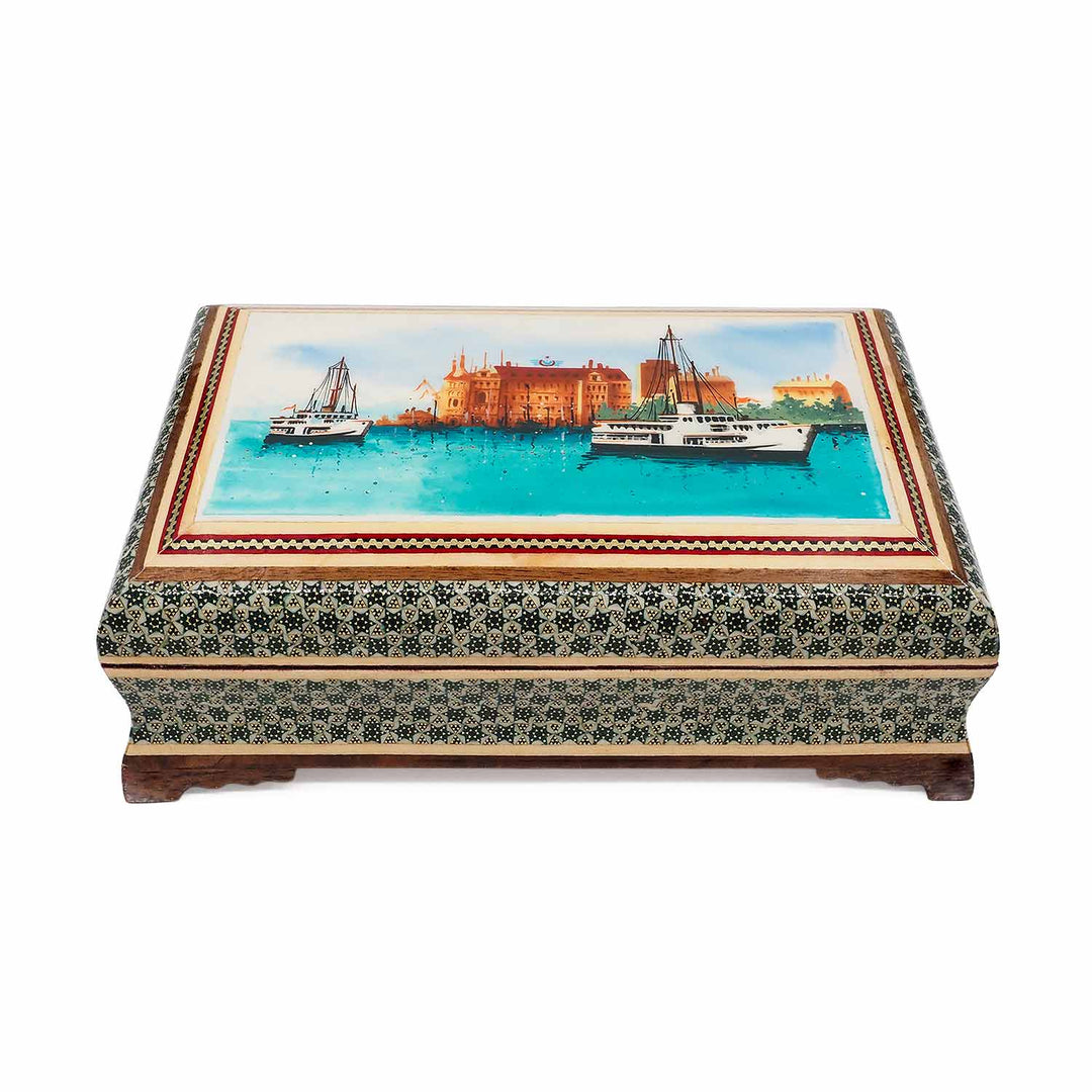 Handcrafted Hatem-Inlaid Wooden Box - WAAH263