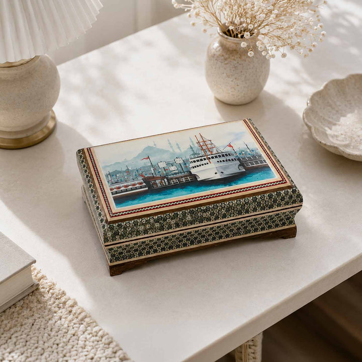 Handcrafted Hatem-Inlaid Wooden Box - WAAH264