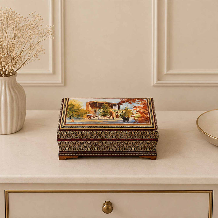 Handcrafted Hatem-Inlaid Wooden Box - WAAH265
