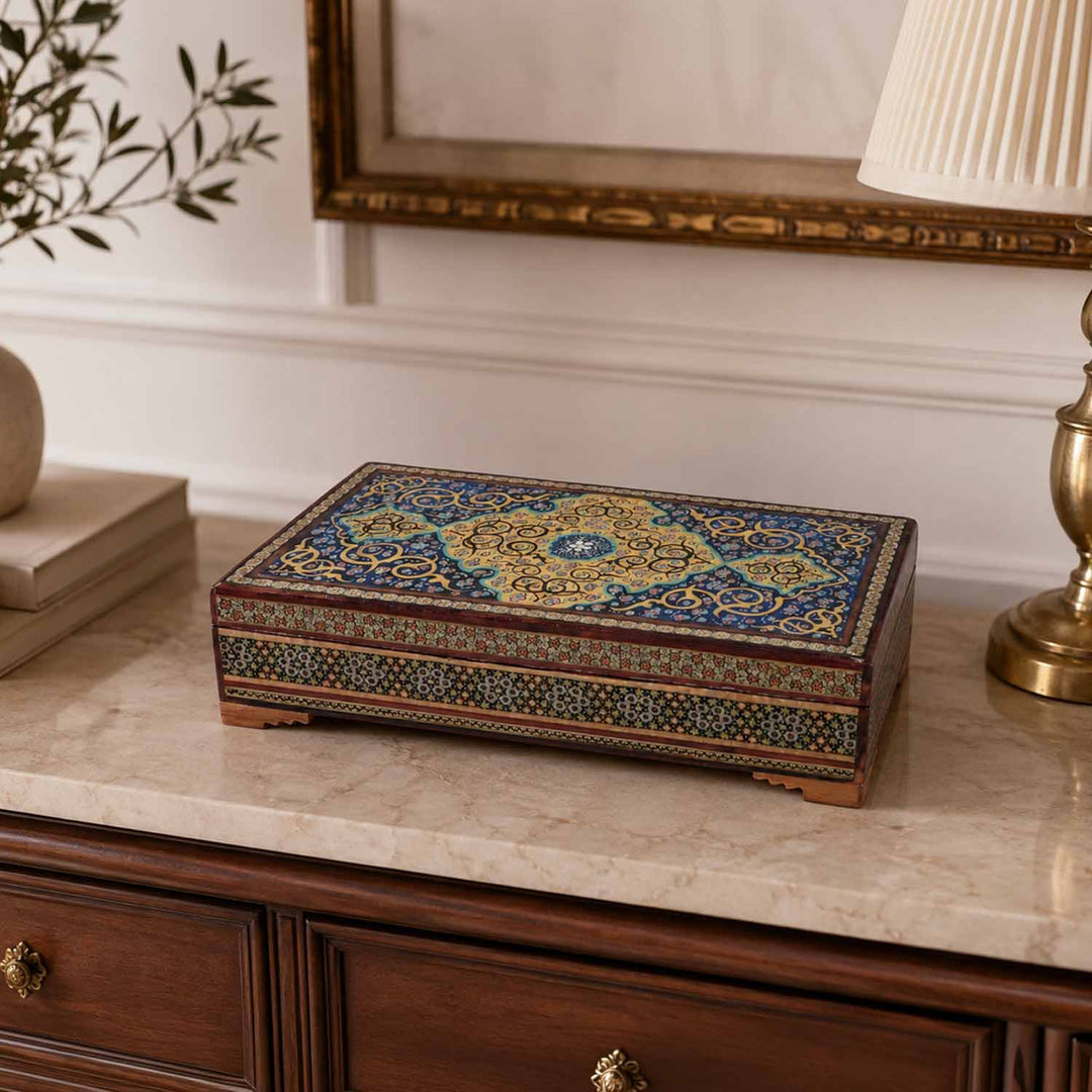 Handcrafted Hatem-Inlaid Wooden Box - WAAH267