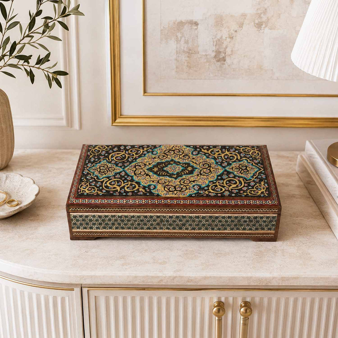 Handcrafted Hatem-Inlaid Wooden Box - WAAH270