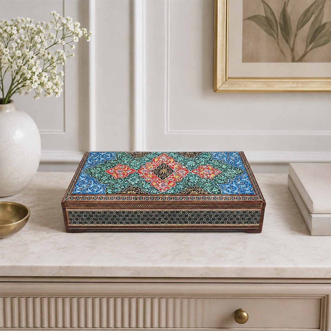 Handcrafted Hatem-Inlaid Wooden Box - WAAH273