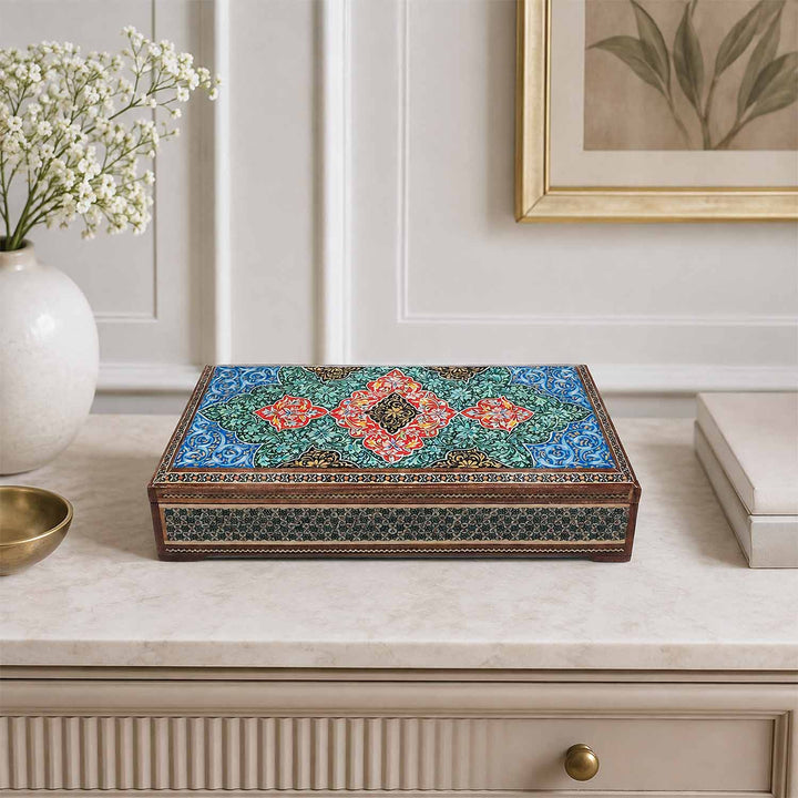 Handcrafted Hatem-Inlaid Wooden Box - WAAH273
