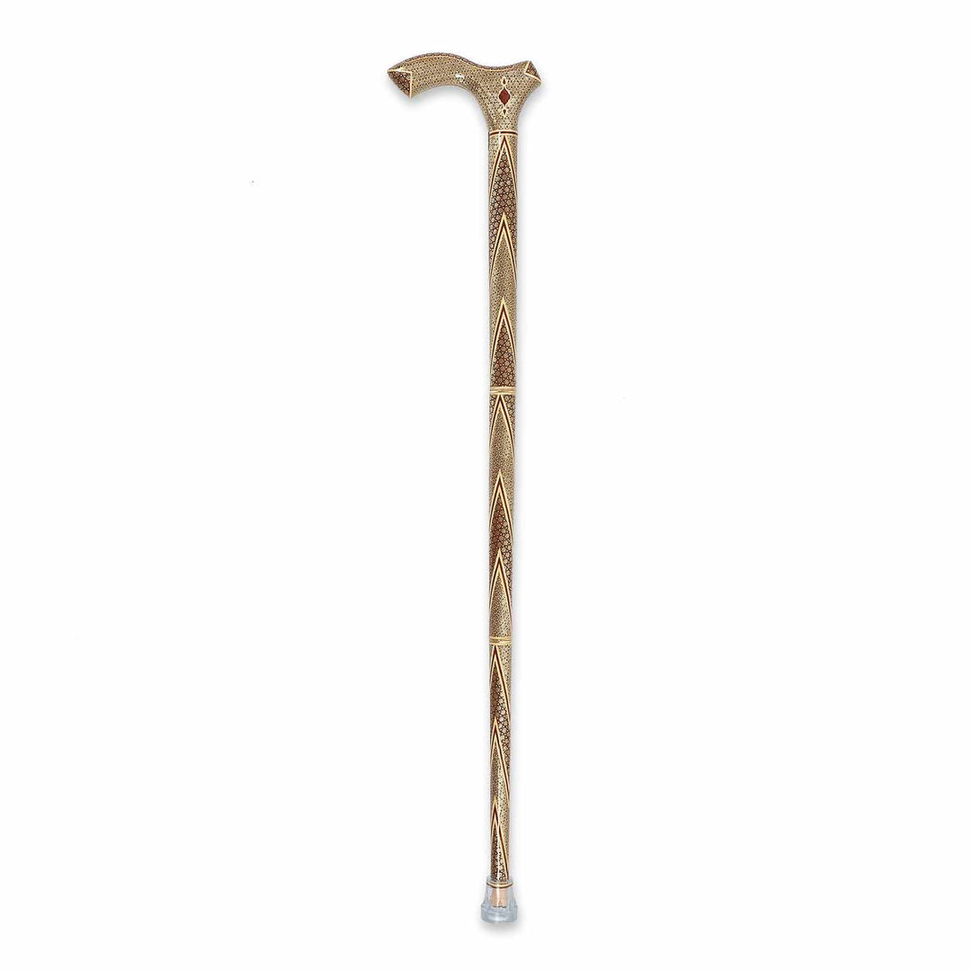 Handcrafted Hatem-Inlaid Wooden Walking Cane with Carrying Case - WAAH285