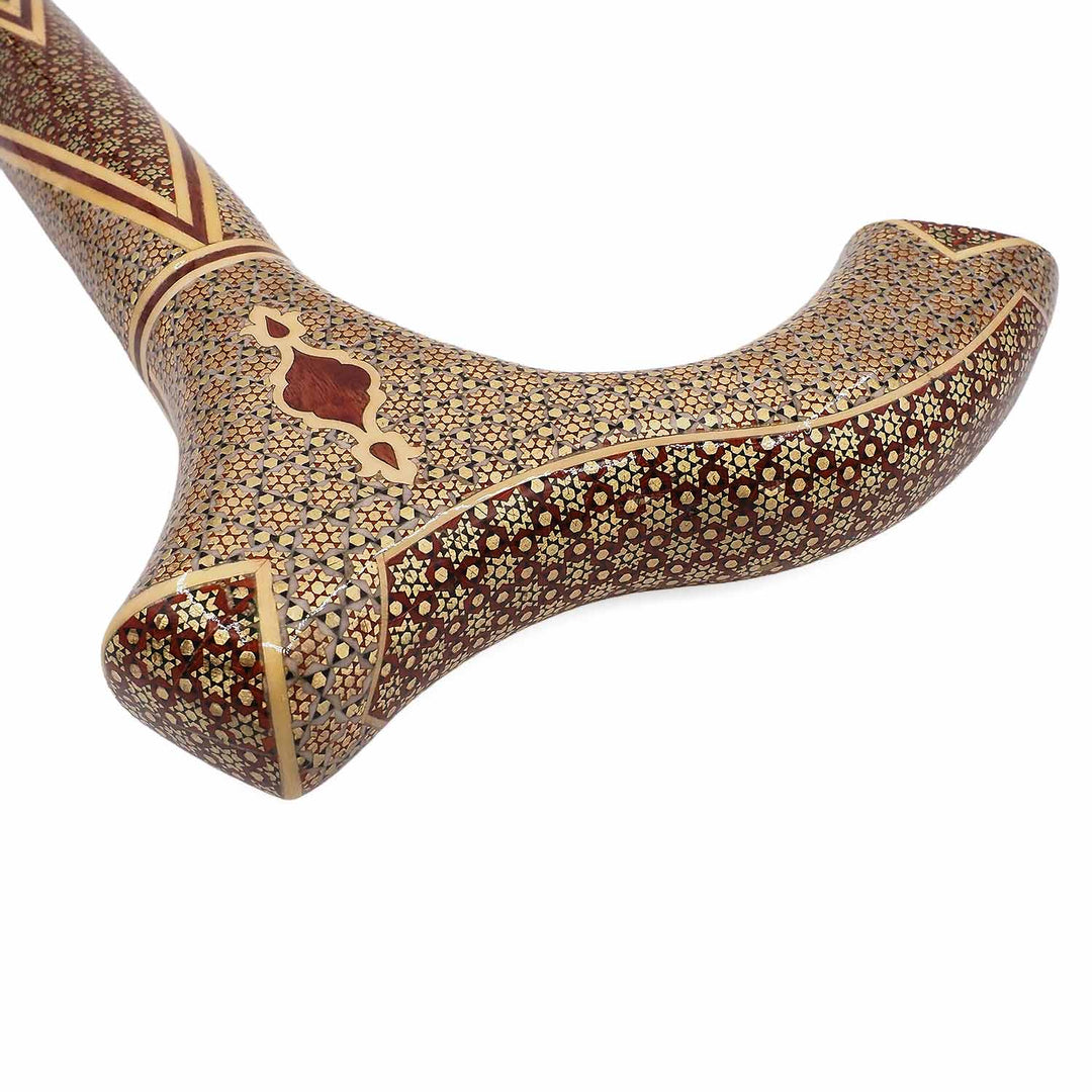 Handcrafted Hatem-Inlaid Wooden Walking Cane with Carrying Case - WAAH285