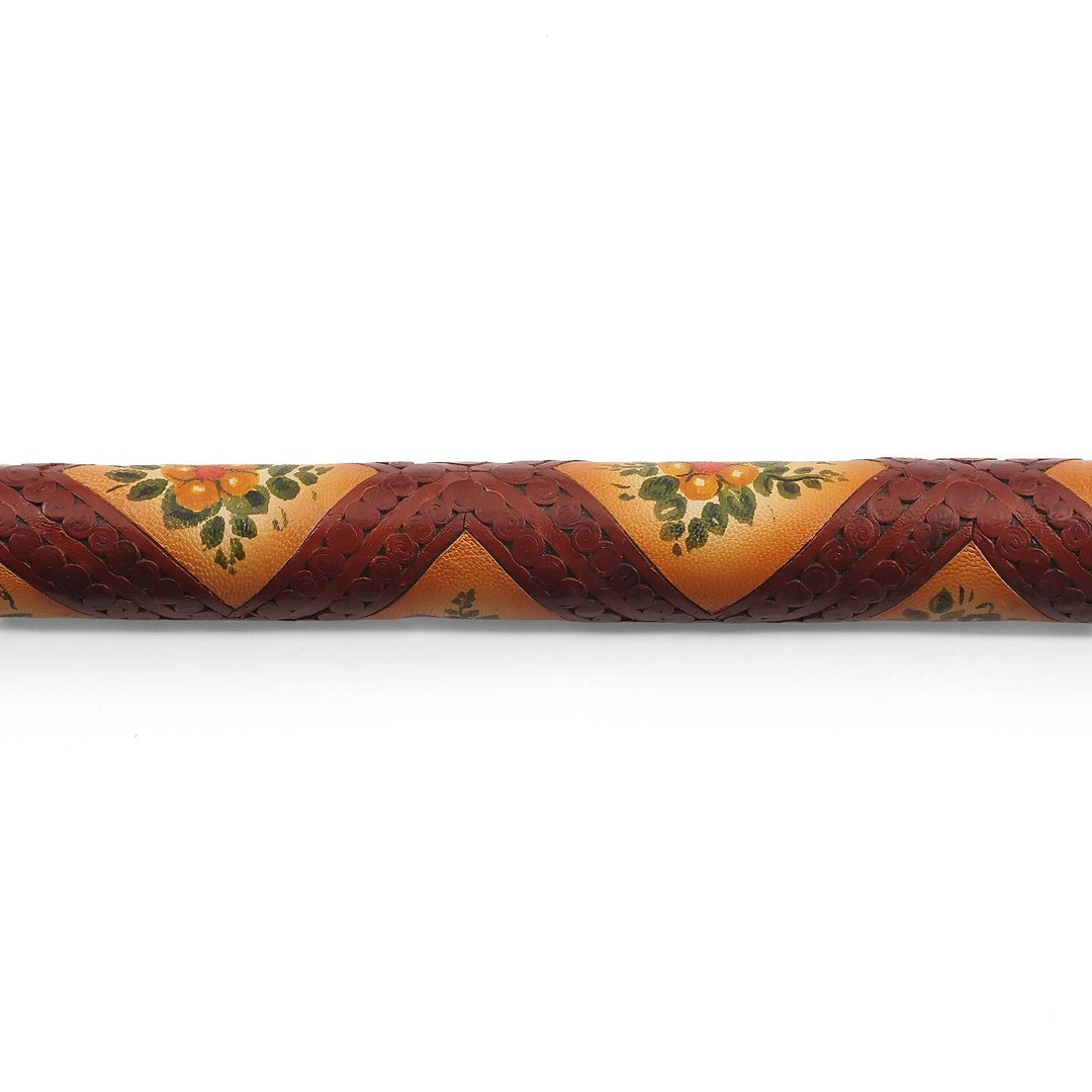 Handcrafted Leather-Covered Wooden Walking Cane - WAAH329