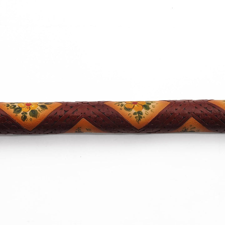 Handcrafted Leather-Covered Wooden Walking Cane - WAAH331