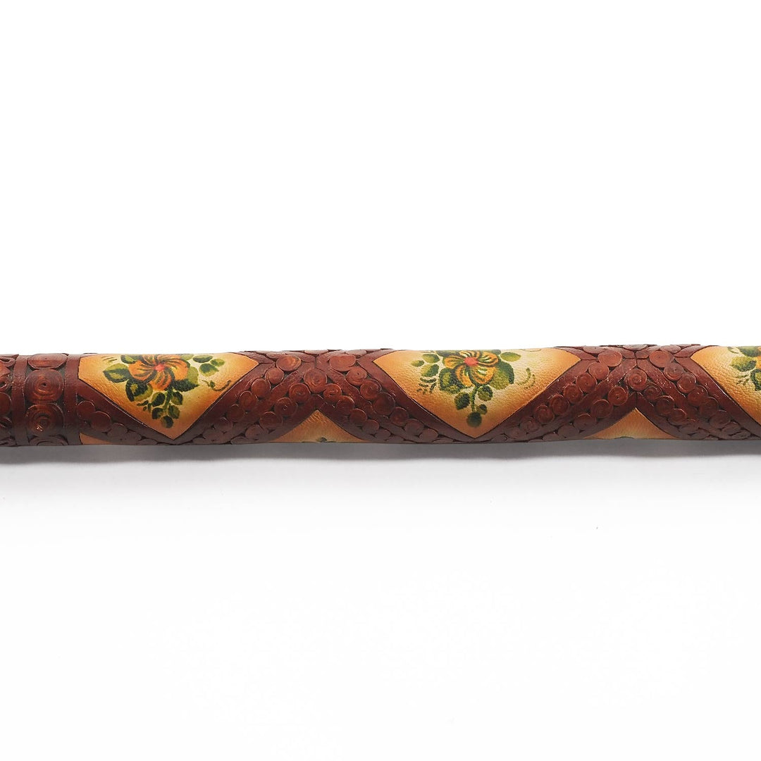 Handcrafted Leather-Covered Wooden Walking Cane - WAAH332