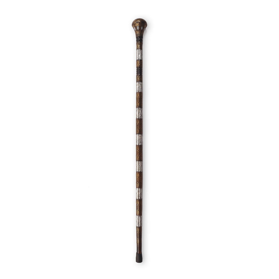 Handcrafted Mother-of-Pearl and Copper Wire Inlaid Wooden Walking Cane - WAAH334
