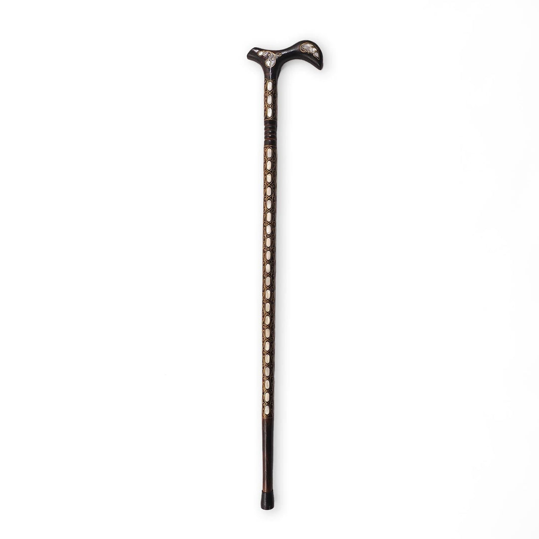 Handcrafted Mother-of-Pearl Inlaid Wooden Walking Cane - WAAH337