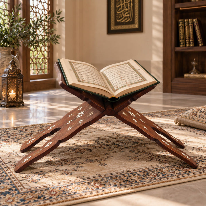 Handcrafted Mother-of-Pearl Inlaid Wooden Qur’an Stand - WAAH338