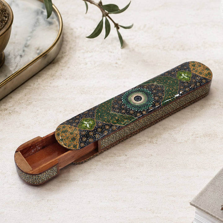 Handcrafted Hatem Inlaid Wooden Decorative Box with Sliding Lid - WAAH358