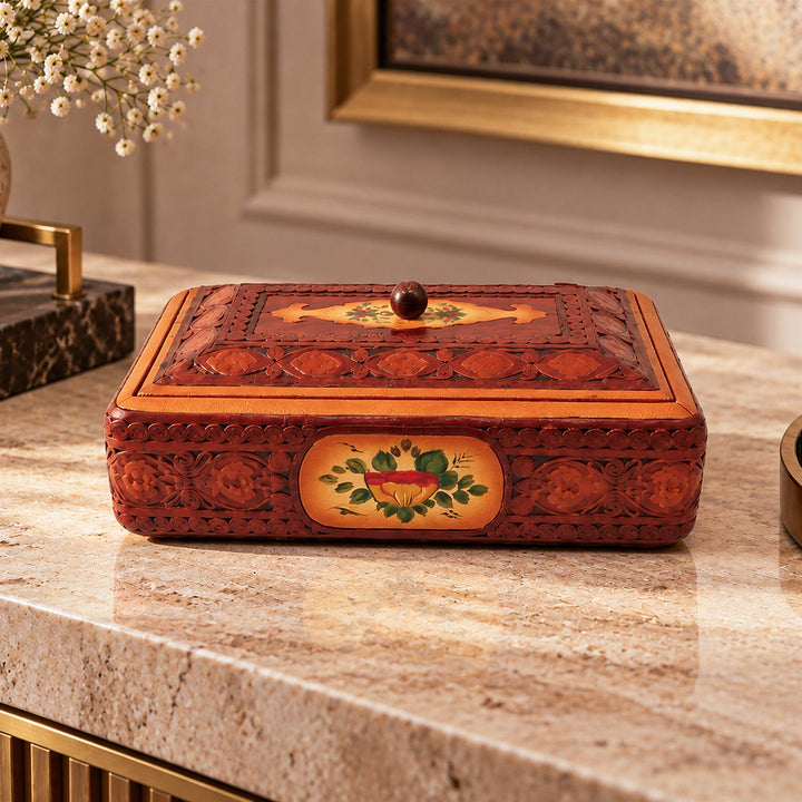 Leather-Covered Wooden Decorative Box (Small Size) - WAAH360