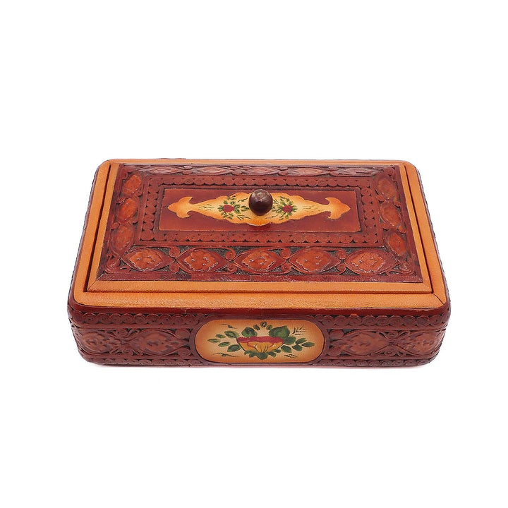 Leather-Covered Wooden Decorative Box (Small Size) - WAAH360