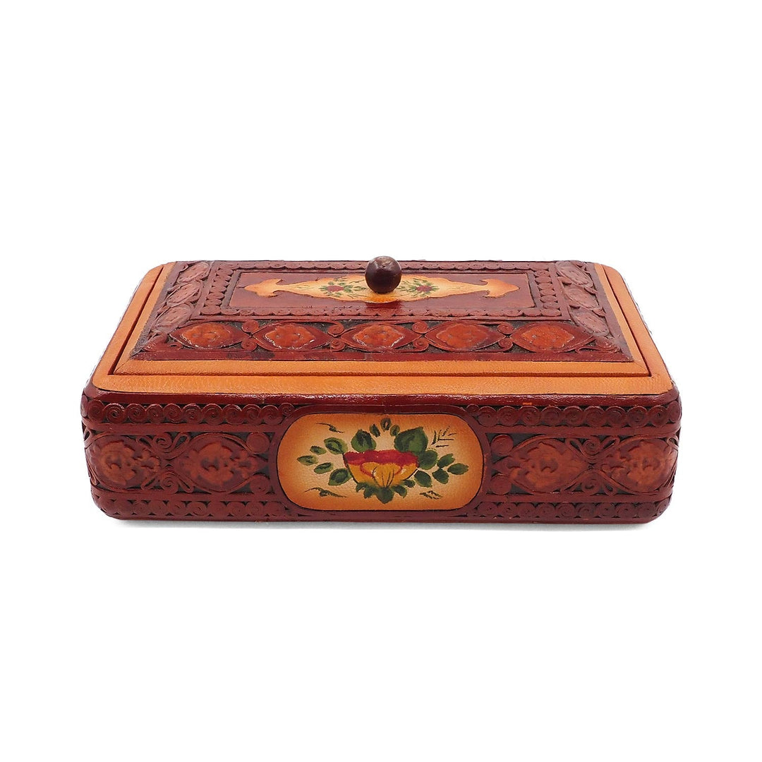 Leather-Covered Wooden Decorative Box (Small Size) - WAAH360
