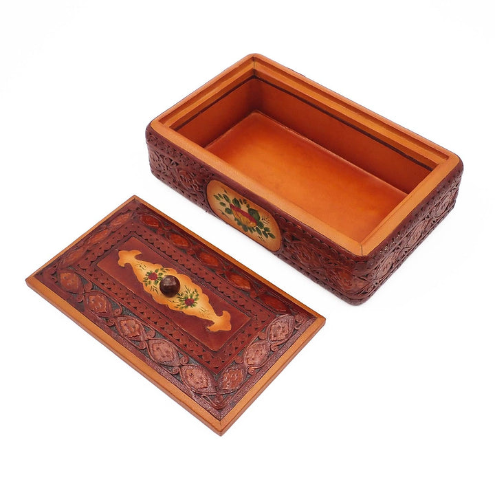 Leather-Covered Wooden Decorative Box (Small Size) - WAAH360
