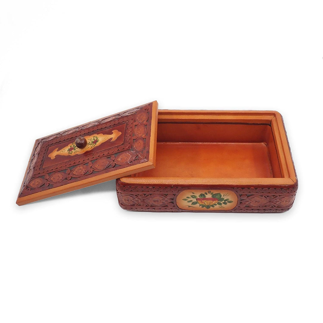 Leather-Covered Wooden Decorative Box (Small Size) - WAAH360