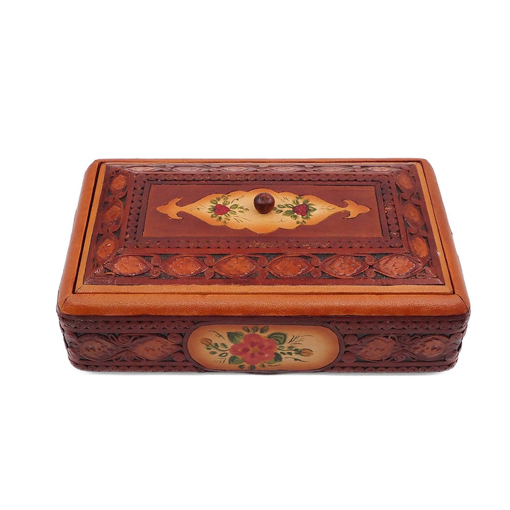 Leather-Covered Wooden Decorative Box (Medium Size) - WAAH361