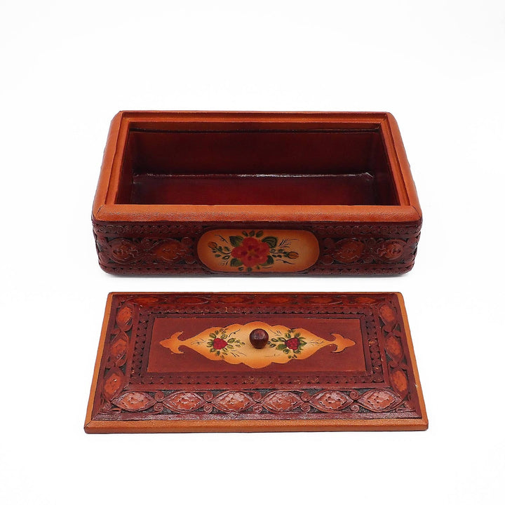 Leather-Covered Wooden Decorative Box (Medium Size) - WAAH361