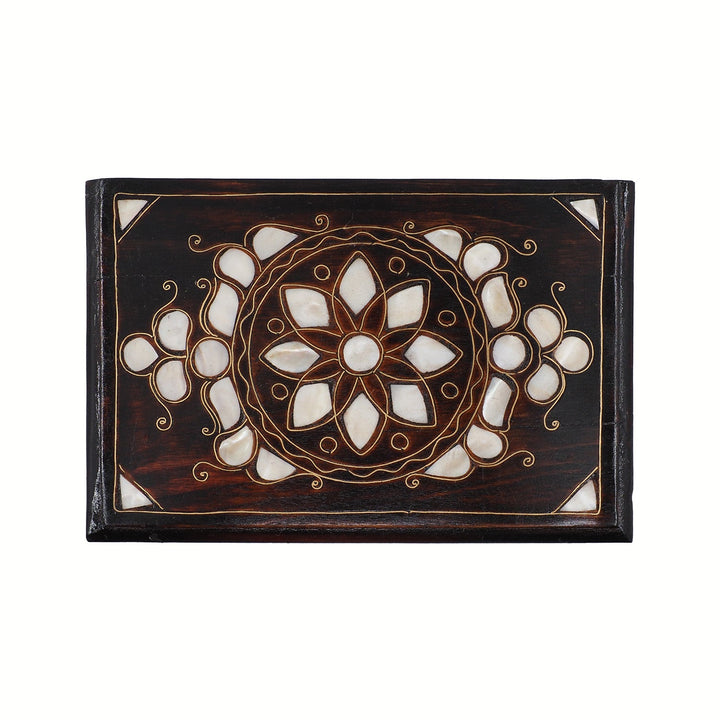 Handcrafted Mother-of-Pearl &amp; Copper Wire Inlaid Wooden Box - WAAH373