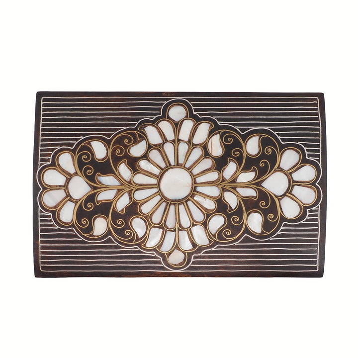 Handcrafted Mother-of-Pearl &amp; Copper Wire Inlaid Wooden Box - WAAH375